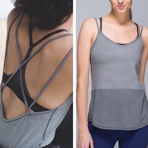 LULULEMON Breezy Tank in Divided Stripe Heathered Light to Dark Grey / Slate 2